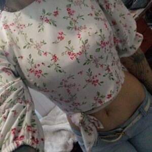 Floral Tie-Front Women's Blouse